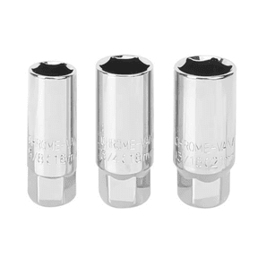 Hyper Tough 3-Piece 3/8-in Drive Spark Plug Socket Set, Includes Sizes 5/8 in, 3/4 in, and 13/16 in