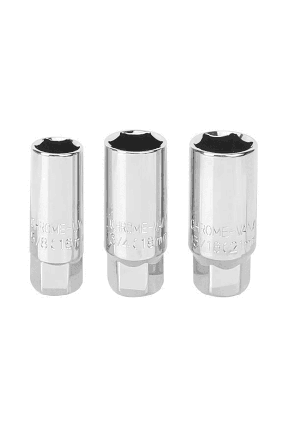 3-Piece 3/8-in Drive Spark Plug Socket Set, Includes Sizes 5/8 in, 3/4 in, and 13/16 in