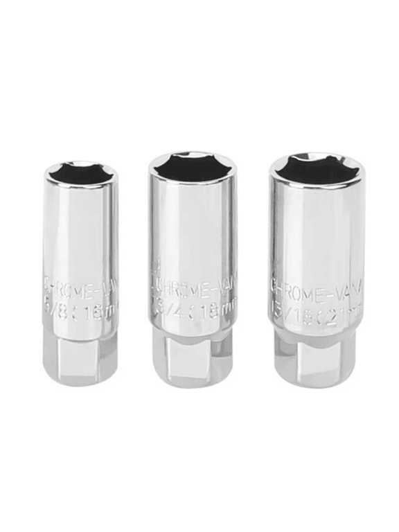 3-Piece 3/8-in Drive Spark Plug Socket Set, Includes Sizes 5/8 in, 3/4 in, and 13/16 in
