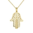 thumbnail image 1 of SPARKLE CUT FILIGREE HAMSA PENDANT NECKLACE IN GOLD (YELLOW/ROSE/WHITE) :  14K  Pendant with 18" chain, 1 of 1