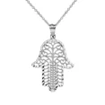 thumbnail image 1 of SPARKLE CUT FILIGREE HAMSA PENDANT NECKLACE IN WHITE GOLD, 1 of 1