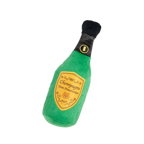 BARK Sparklin Chompagne Party Champagne Bottle Green Plush Dog Toy ALL