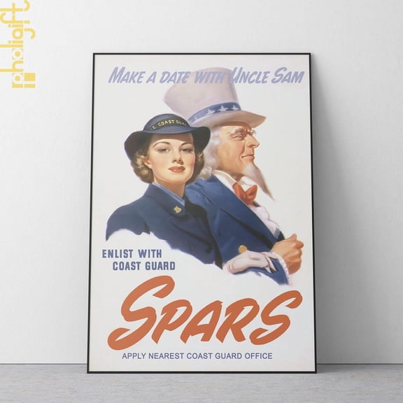 SPARS Coast Guard WWII Vintage Military Recruitment Art, Unframed Poster