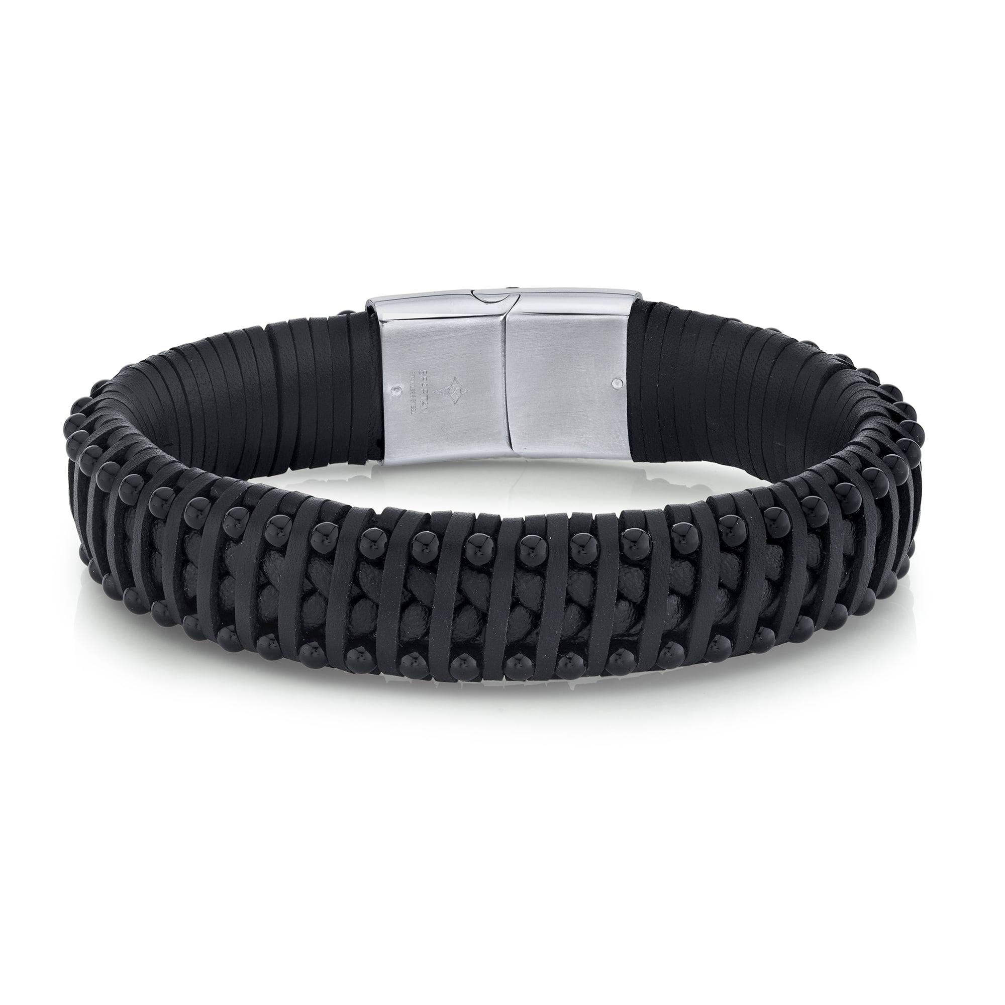 SPARTAN Agate and Black Leather Men's Bracelet