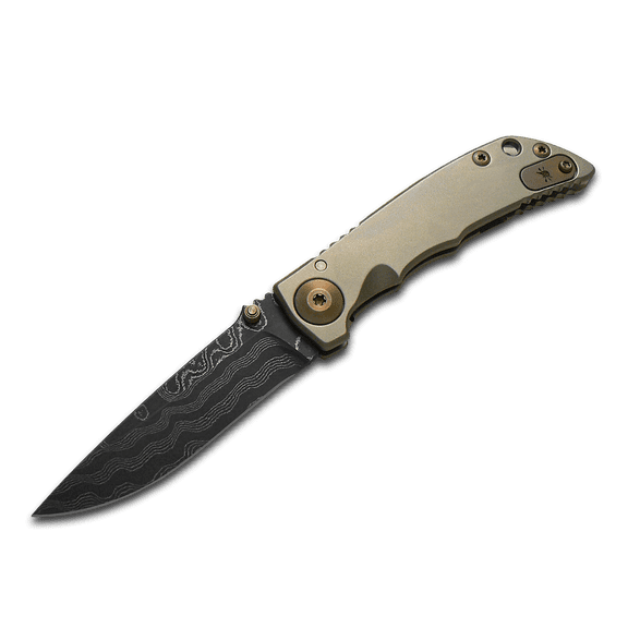 SPARTAN BLADES Harsey Folder 3.25 Frame Lock Bronze Titanium & Damascus Steel Pocket Knife