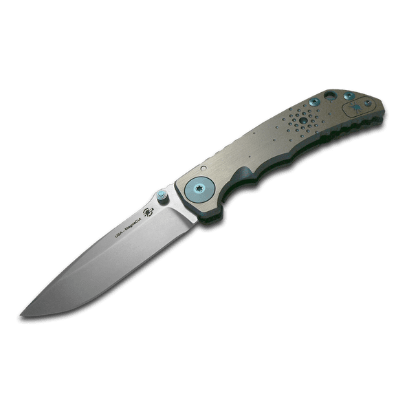 SPARTAN BLADES Harsey Folder Dot Matrix Titanium & CPM MagnaCut Stainless Steel Pocket Knife