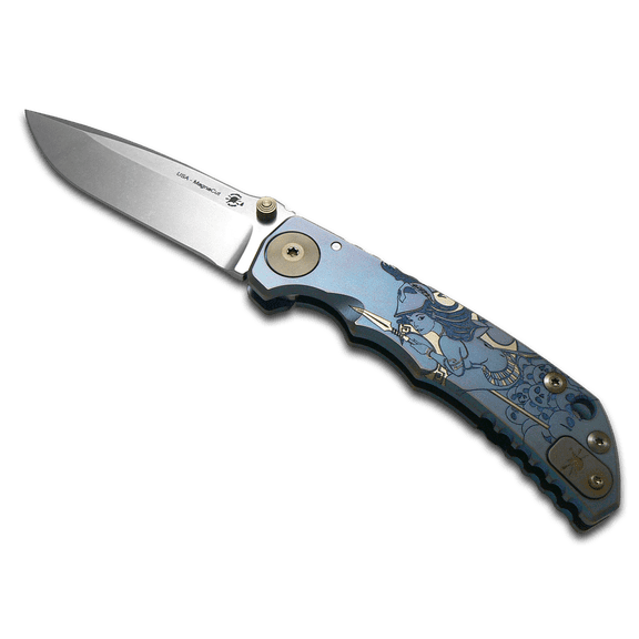 SPARTAN BLADES Harsey Folder SF5 Blue & Gold Babe Titanium CPM MagnaCut Pocket Knife