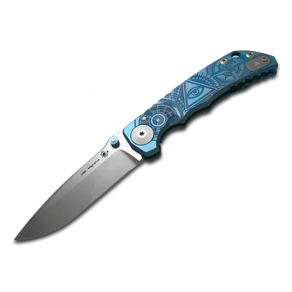 SPARTAN BLADES Harsey Folder SF5 Blue Oculus Titanium CPM MagnaCut Pocket Knife