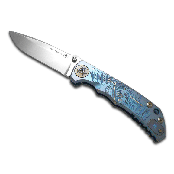 SPARTAN BLADES Harsey Folder SF5 Blue Plague Doctor Titanium CPM MagnaCut Pocket Knife