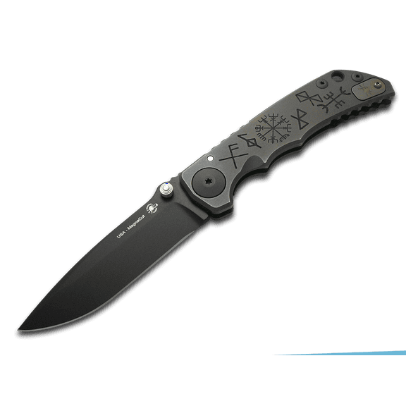 SPARTAN BLADES Harsey Folder SF5 Bronze Runes & Staves Titanium CPM MagnaCut Pocket Knife