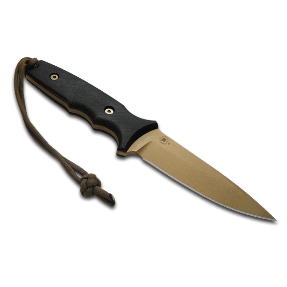SPARTAN BLADES Harsey TT Fixed Blade Black Canvas Micarta & Dark Earth S45VN Steel Knife