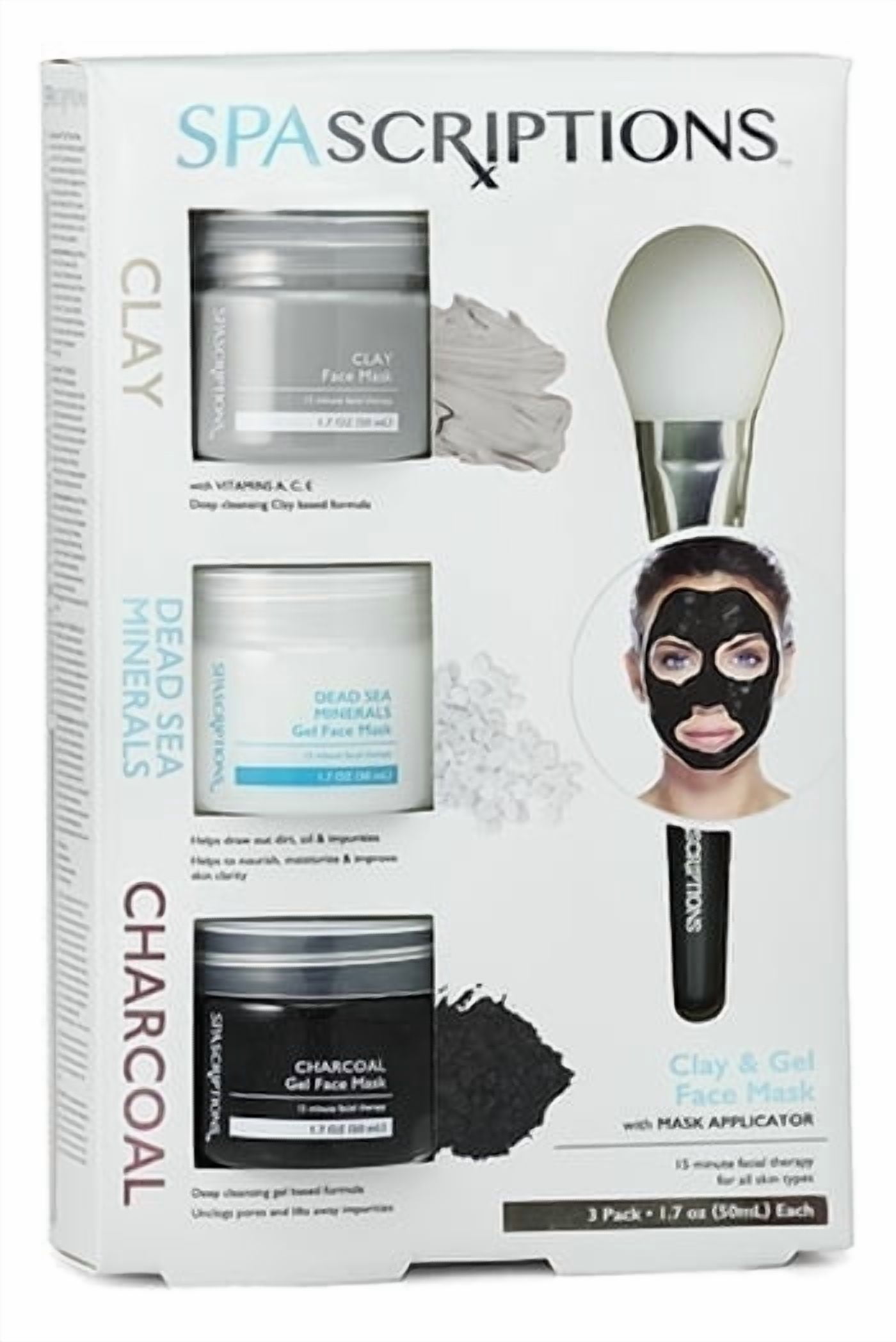 SPASCRIPTIONS Dead Sea, Charcoal & Clay Masks- 1.7oz (Pack of 3)