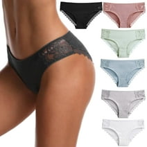 SPATI Cotton Underwear for Women Women's Panties Set Comfort Lace Briefs Breathable Low-Rise Panties Bikini Brief 6-Pack