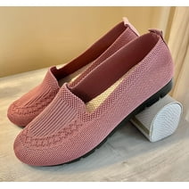 SPATI Women's Knitted Flat Shoes Lightweight Comfortable Loafers Women Footwear Slip On Casual Breathable Mesh Walking Shoes Female Round Toe&nbsp;