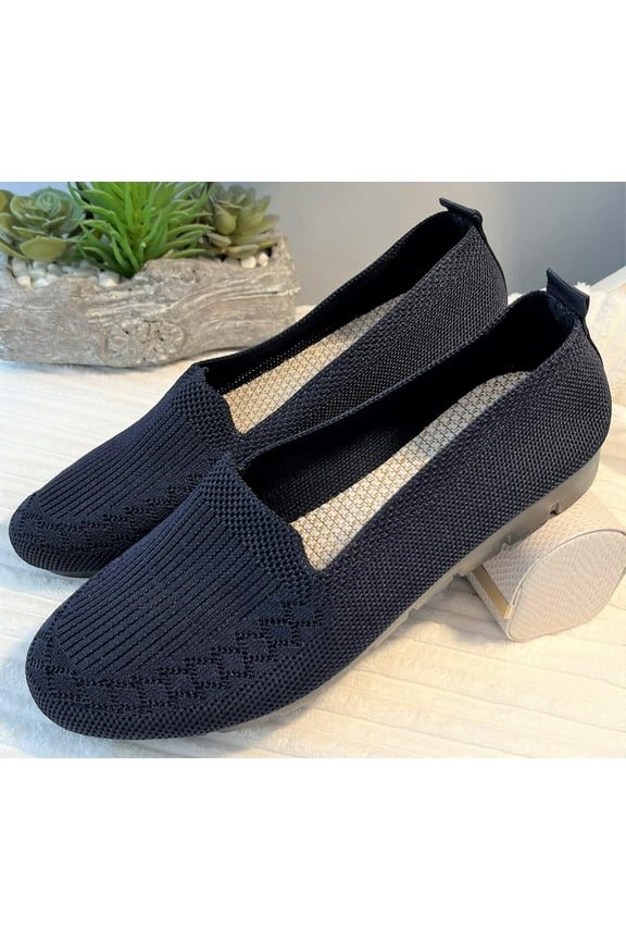 Women's Knitted Flat Shoes - Lightweight Loafers