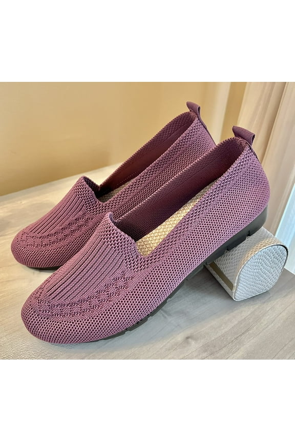 Women's Knitted Flat Shoes - Lightweight Loafers