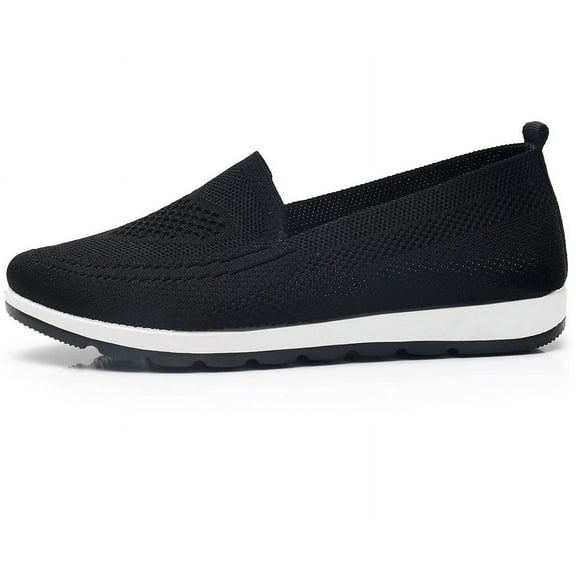 SPATI Women's Knitting Flat Shoes Walking Shoes Comfort Loafers Breathable Mesh Female Round Toe