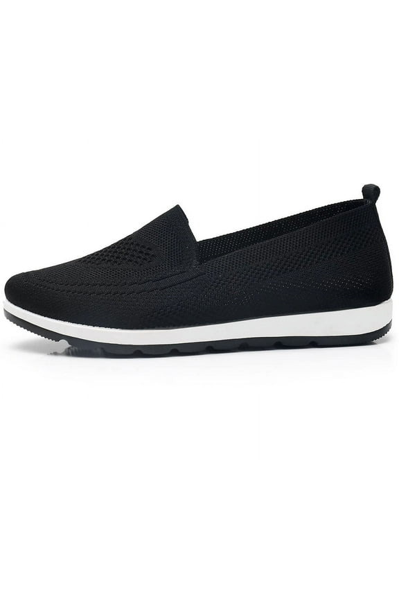 Women's Knitting Flat Shoes Walking Shoes Comfort Loafers Breathable Mesh Female Round Toe