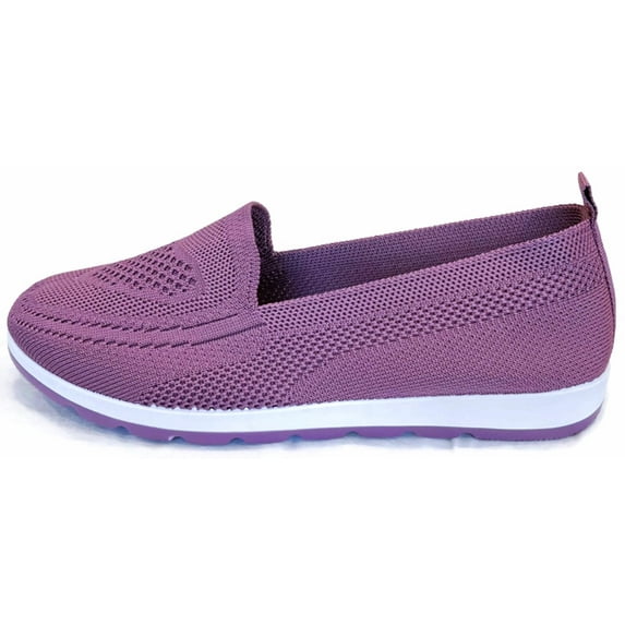 SPATI Women's Knitting Flat Shoes Walking Shoes Comfort Loafers Breathable Mesh Female Round Toe