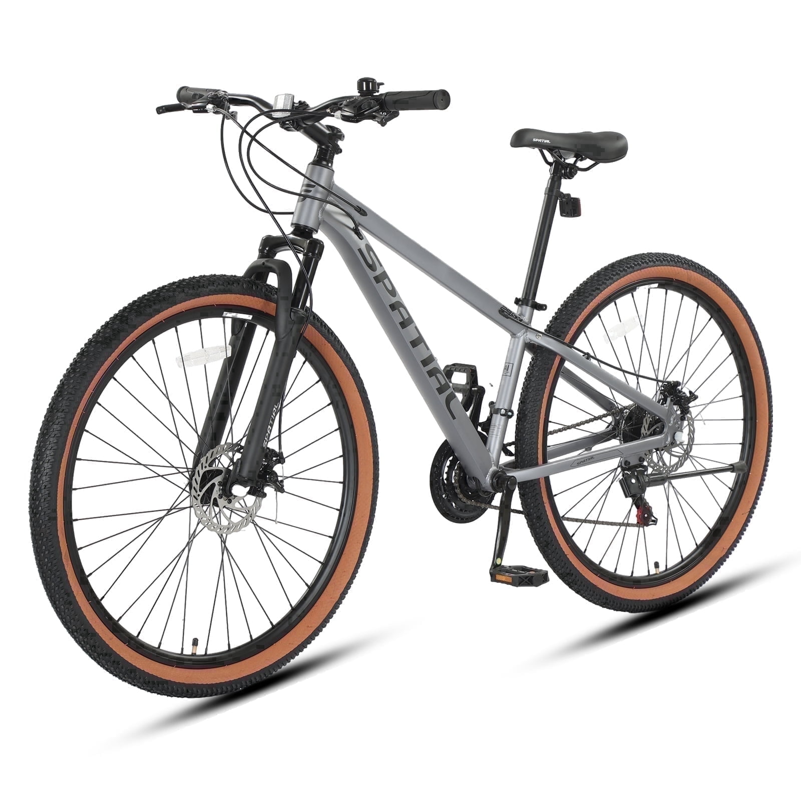 SPATIAL 29 inch Mountain Bike, 21 Speeds Lightweight Aluminum Frame Mountain Bicycle,Fits Men Women Teenagers Adult Disc Brake MTB Bicycles,Silver