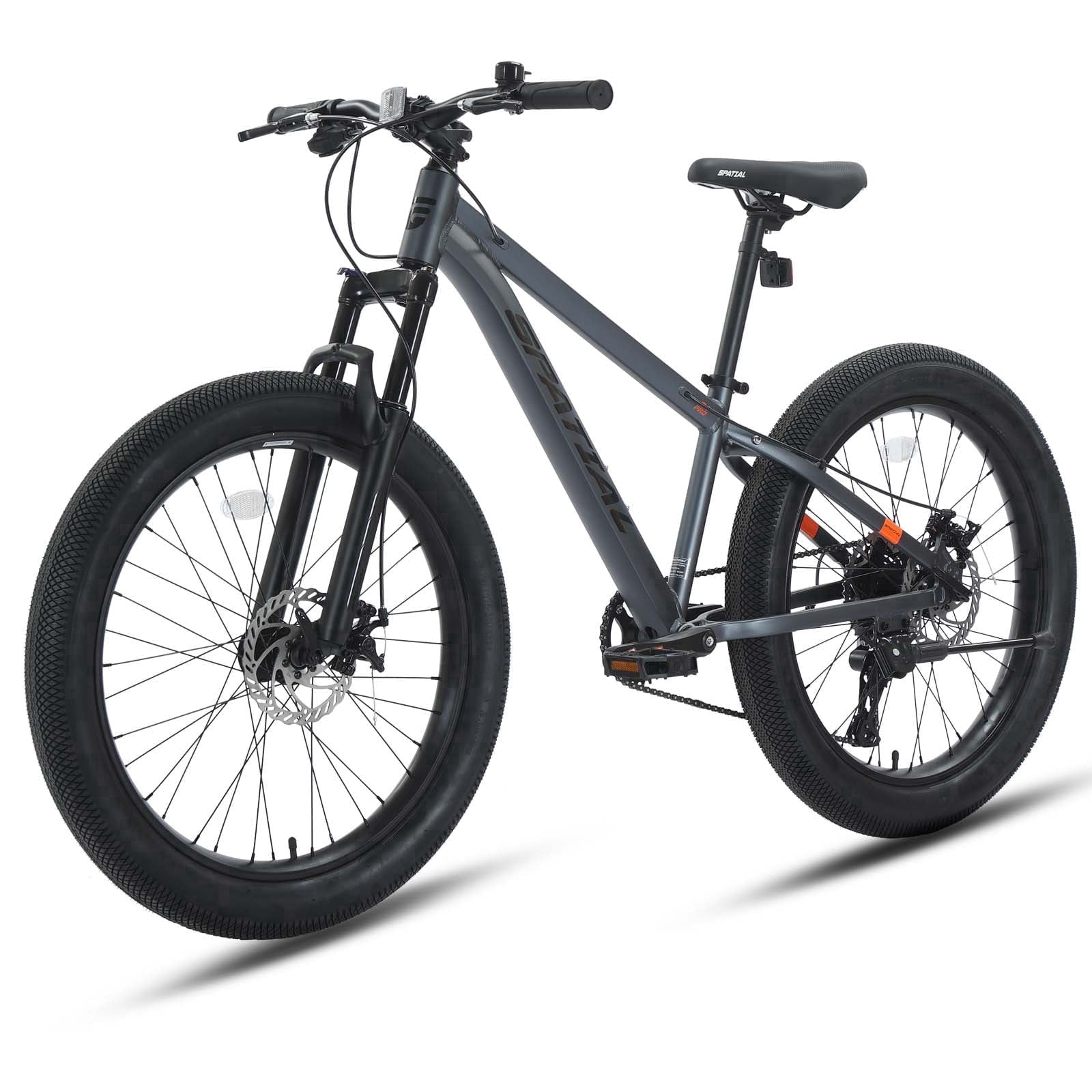 SPATIAL 24 inch Pro Fat Mountain Bike,8-Speed Gears MTB Mountain Bikes,Aluminum Frame Dual Disc Brakes,Dark Gray