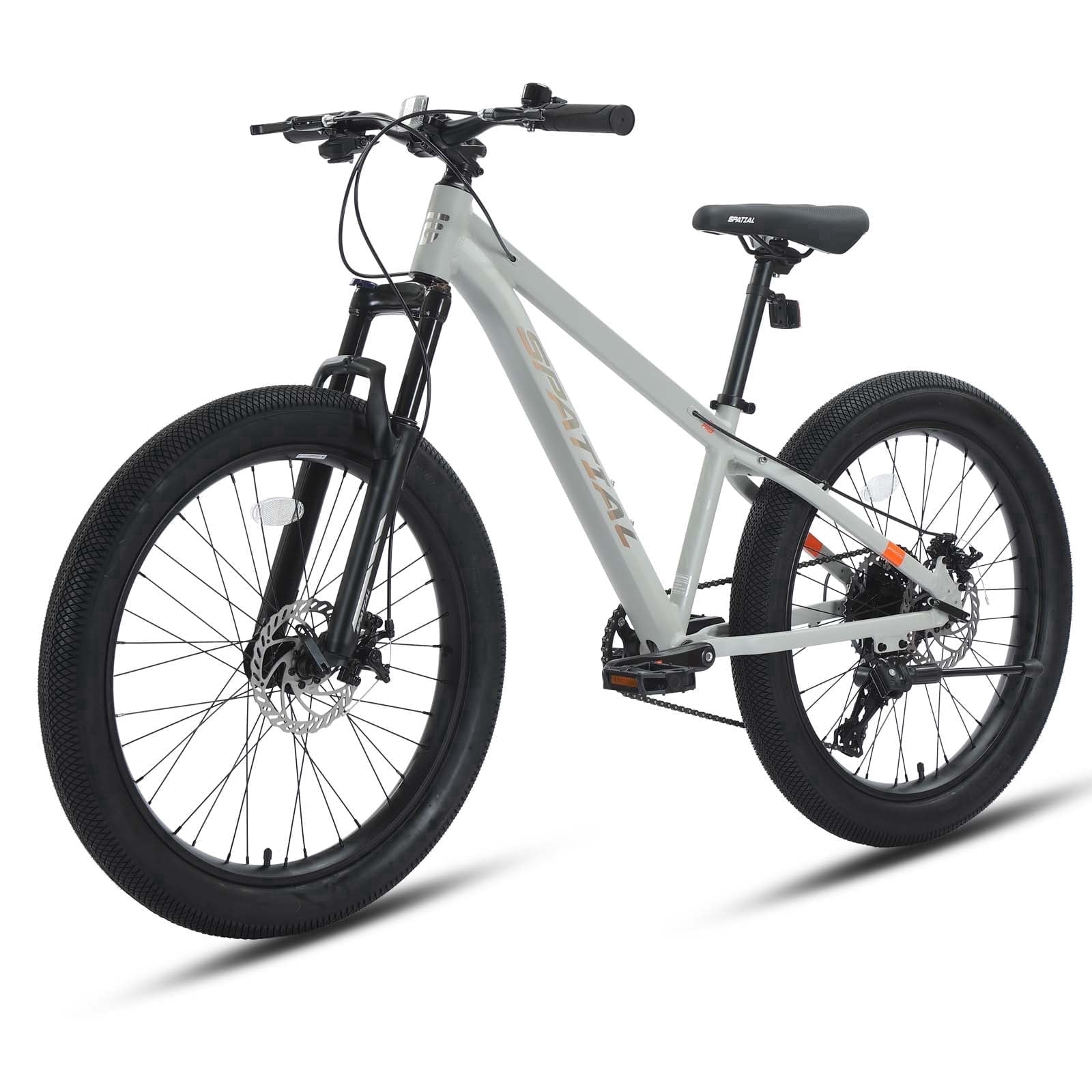 SPATIAL 24 inch Pro Fat Mountain Bike,8-Speed Gears MTB Mountain Bikes,Aluminum Frame Dual Disc Brakes,Cool Gray