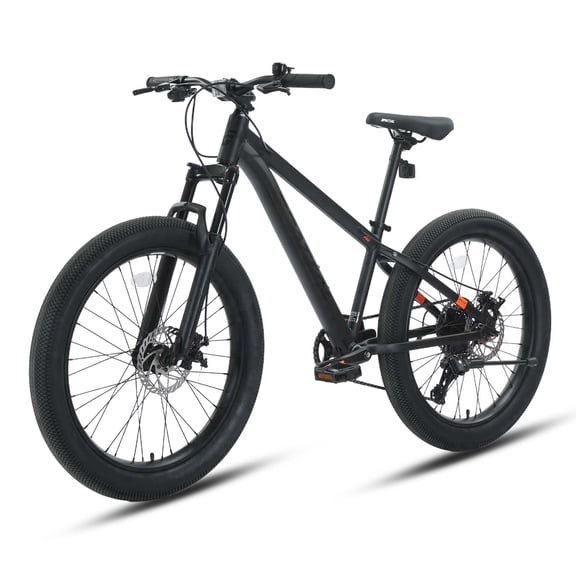 SPATIAL 24 inch Pro Fat Mountain Bike,8-Speed Gears MTB Mountain Bikes,Aluminum Frame Dual Disc Brakes,Black