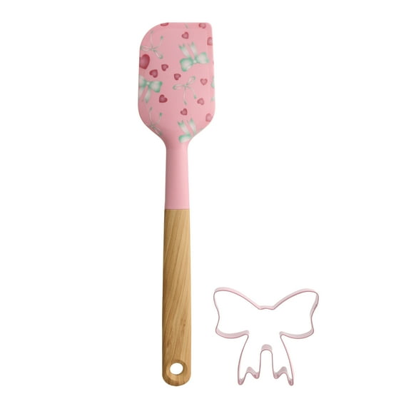 Way To Celebrate 2 Piece Silicone Spatulas with Cookie Cutter, Bow, Pink and Green