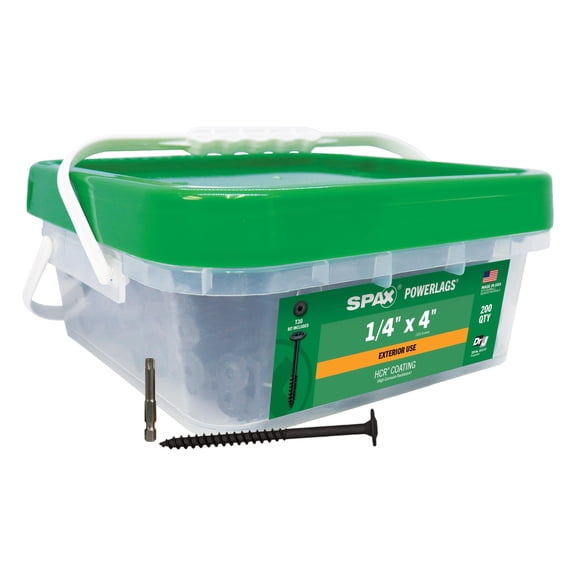 SPAX 1/4" x 4" Exterior Structural Wood Lag Screws Powerlags Washer Head T-Star 200 EA Bulk Mini Bit Included Heavy Duty Rust Resistant