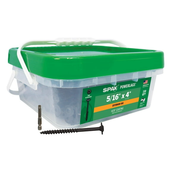 SPAX 5/16" x 4" Exterior Structural Wood Lag Screws Powerlags Washer Head T-Star 150 EA Bulk Mini Bit Included Heavy Duty Rust Resistant