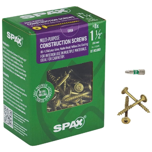 SPAX #8 x 1-1/2 In. T20 Plus Wafer Head Yellow Zinc (Interior) Cabinet Screw (175 Ct.)
