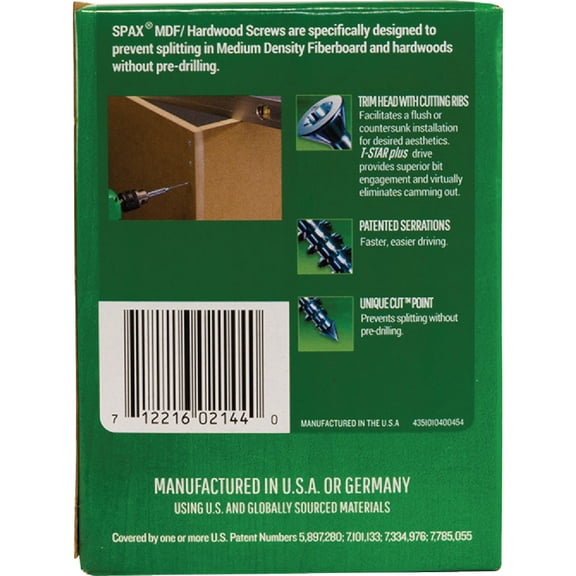 SPAX #8 x 1-3/4 In. T20 Plus Trim Head Zinc (Interior) MDF Cabinet Screw (200 Ct.)