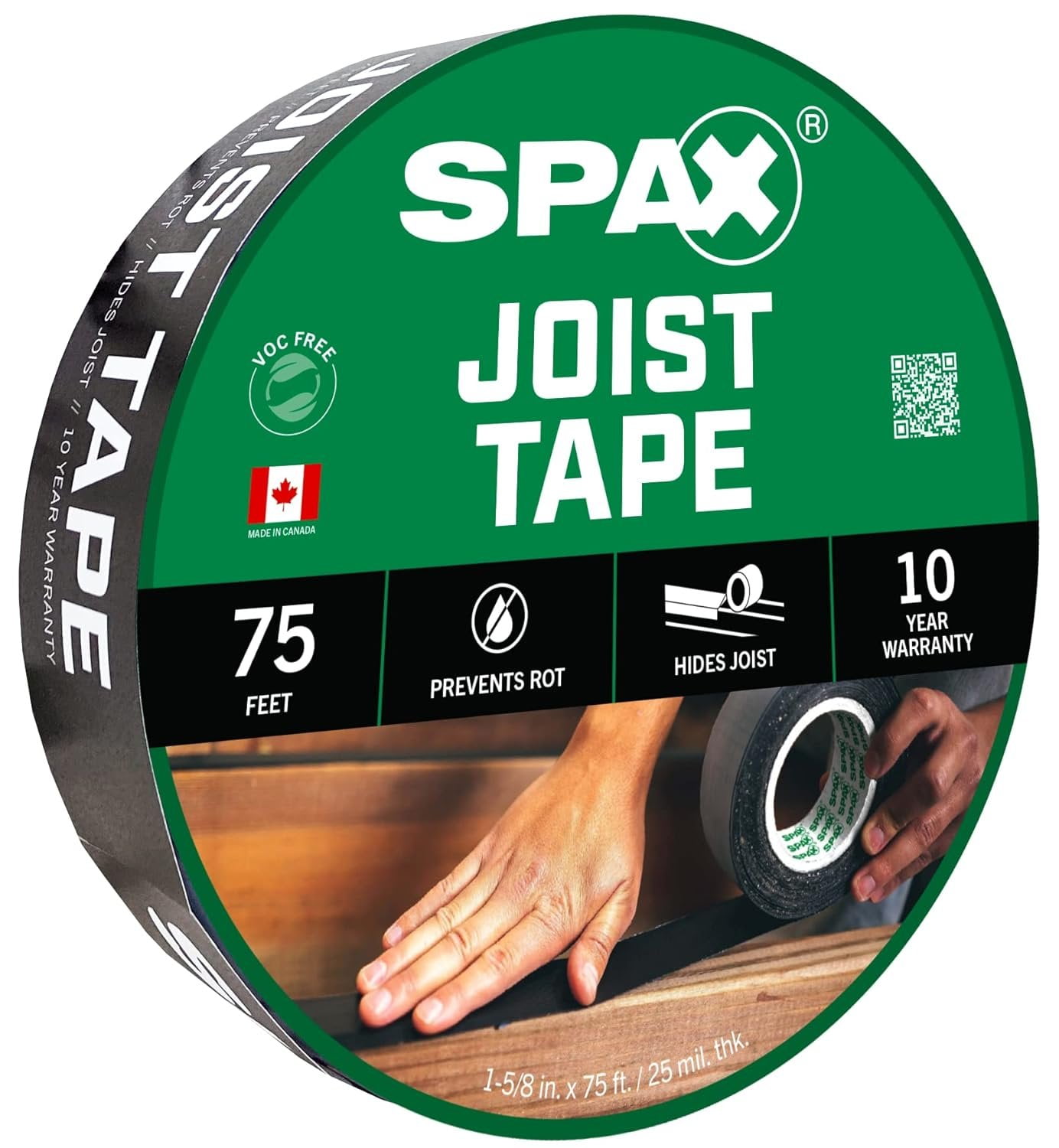 SPAX Joist Tape for Decking, Butyl Weather Resistant, Self Adhesive,1-5/8" x 75'
