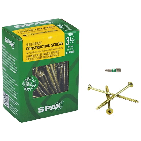 SPAX Interior Multi-Material Construction Screw - Flat Head - 1 Piece, Size 1 Construction & DIY Use, Standard Hardware Spec