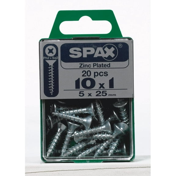 SPAX Multi-Material Screw 1" Zinc Phillips/Square Multiple Material Thread Flat Head Box 20