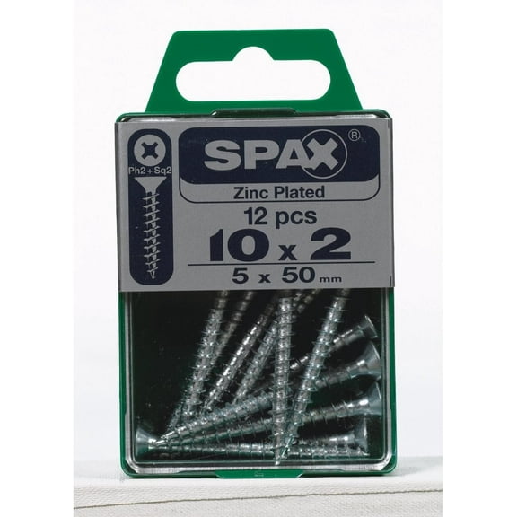 SPAX Multi-Material Screw 2" Zinc Phillips/Square Multiple Material Thread Flat Head Box 12