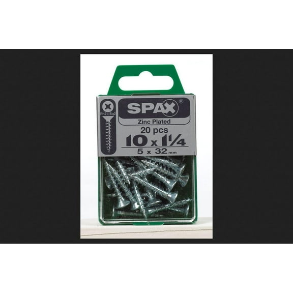 SPAX No. 10 x 1-1/4 in. L Phillips/Square Flat Head Zinc-Plated Steel Multi-Purpose Screw 20 Each