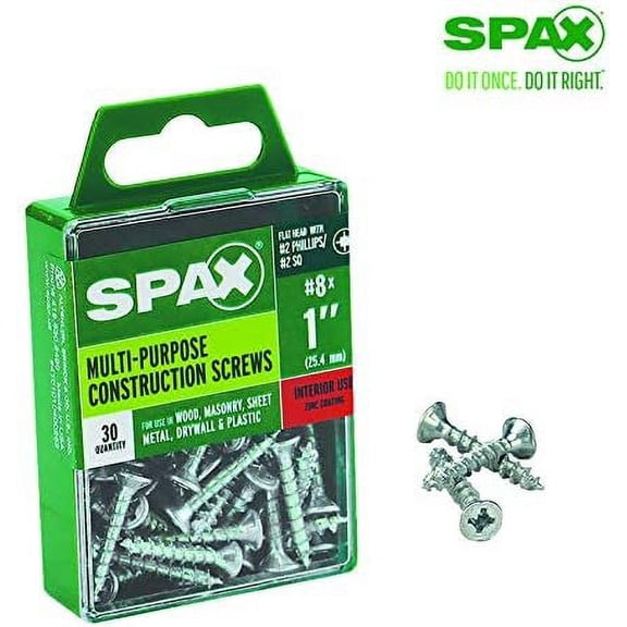 SPAX No. 8 x 1 in. L Phillips/Square Flat Head Zinc-Plated Steel Multi-Purpose Screw 30 Each
