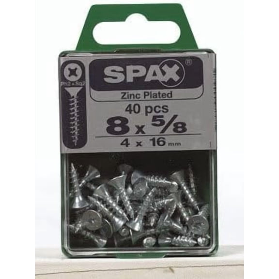 SPAX No. 8 x 5/8 in. L Phillips/Square Flat Head Zinc-Plated Steel Multi-Purpose Screw 40 each