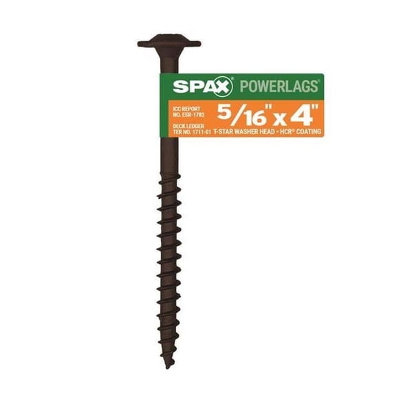 Spax 5042009 Power Lags 0.312 x 4 in. Washer High Corrosion Resistant Carbon Steel Lag Screw, Black - Pack of 25