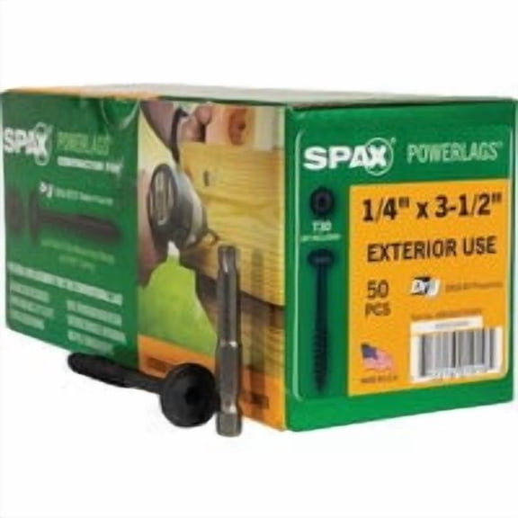 SPAX PowerLags Exterior Structure Screw - Washer Head, Wood, Easy Installation - 50 Ct., 1/4 In. x 3-1/2 In.