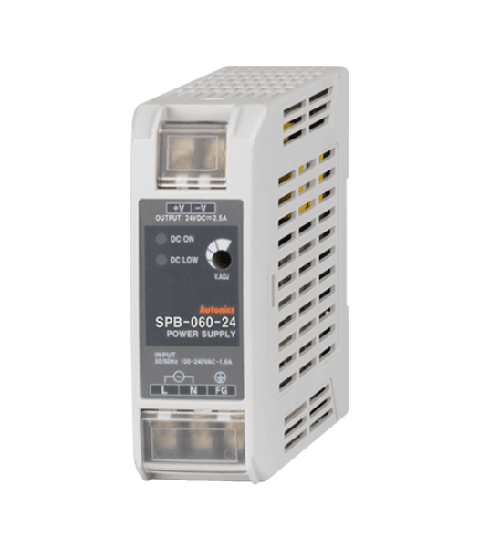 SPB-060-24 Autonics Power Supply, Din Rail mounting, Switching, 24 VDC output ,60 Watts, 2.5 Amp 100-240 VAC Input