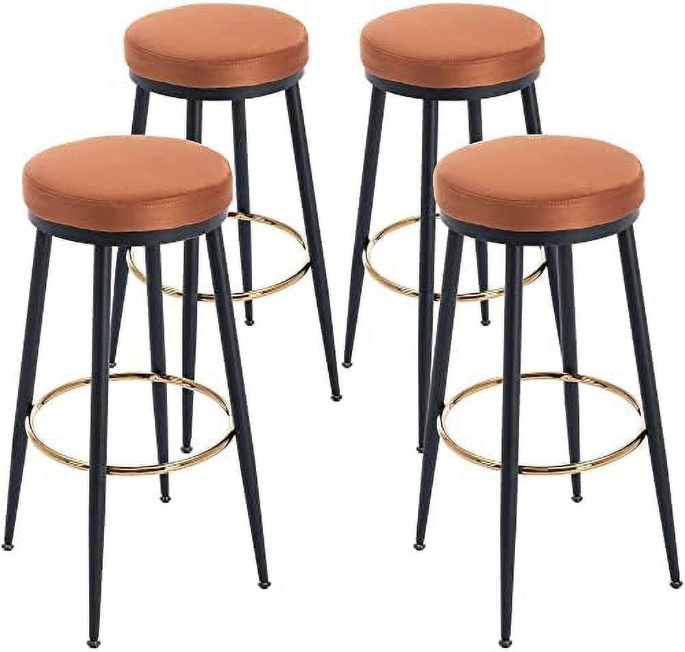 SPBOOMlife 26" Counter Height Barstools Suede Counter Stool Backless Modern Chair with Black