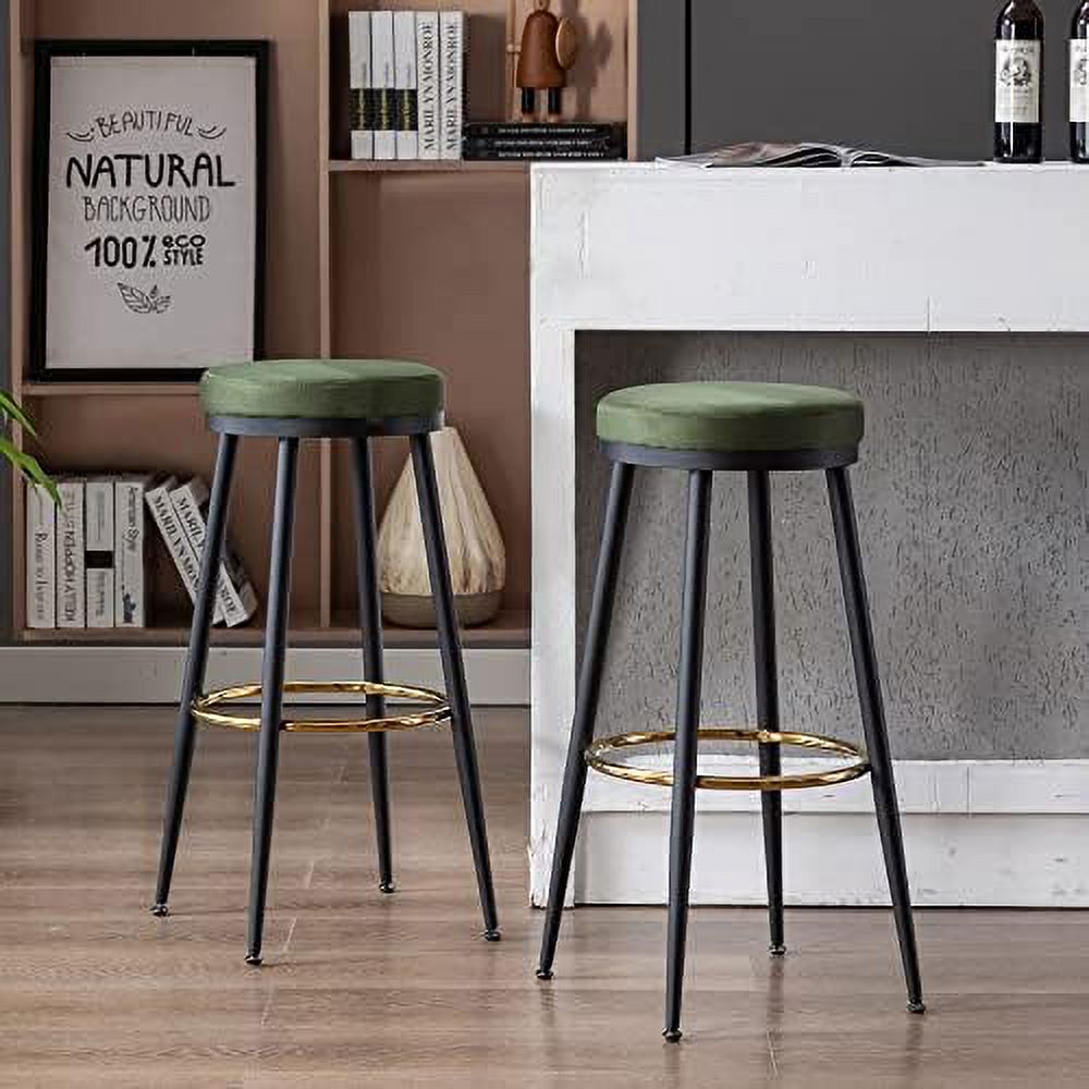 SPBOOMlife 26" Counter Height Barstools Suede Counter Stool Backless Modern Chair with Black