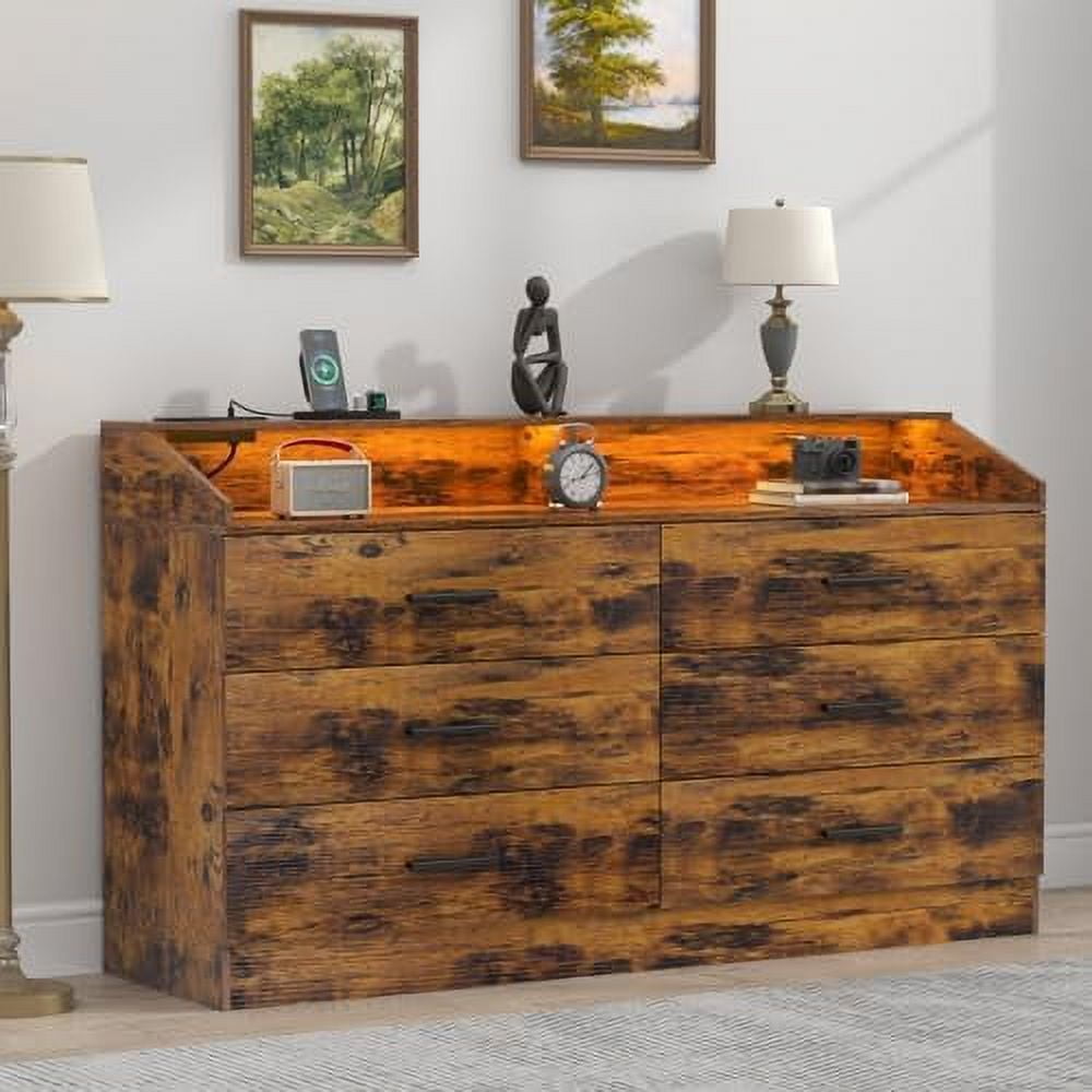 SPBOOMlife 3 Drawers Dresser with Power Outlet Chest of Drawers with LED Light White Dresser