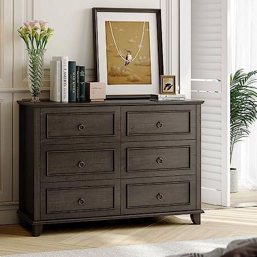 SPBOOMlife 6 Drawer Double Dresser Modern Farmhouse Chest of Drawers