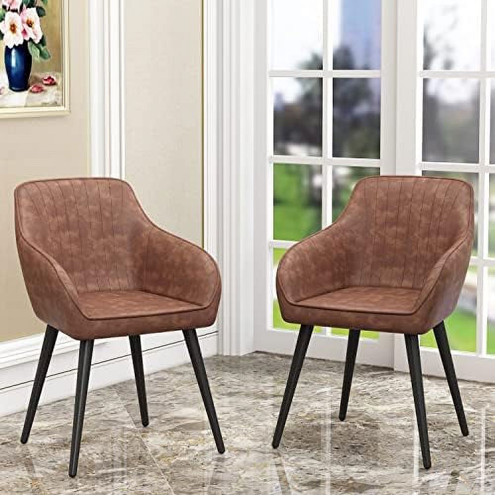 SPBOOMlife Brown Faux Leather Accent Chairs for Living Room Upholstered