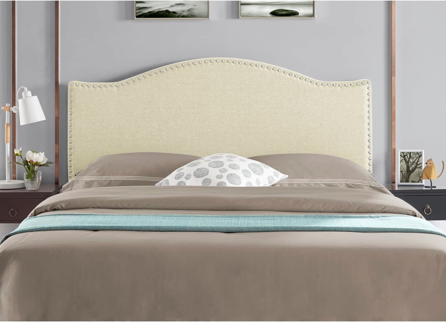 SPBOOMlife Headboards for Queen Size Bed Upholstered Nail Head Bed