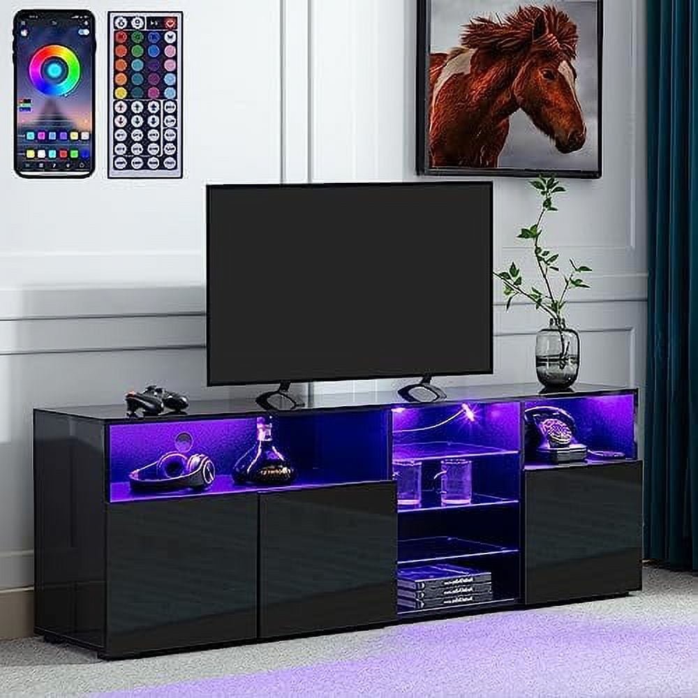 SPBOOMlife High Glossy LED White TV Stand for 55/60/65 inch TV Modern
