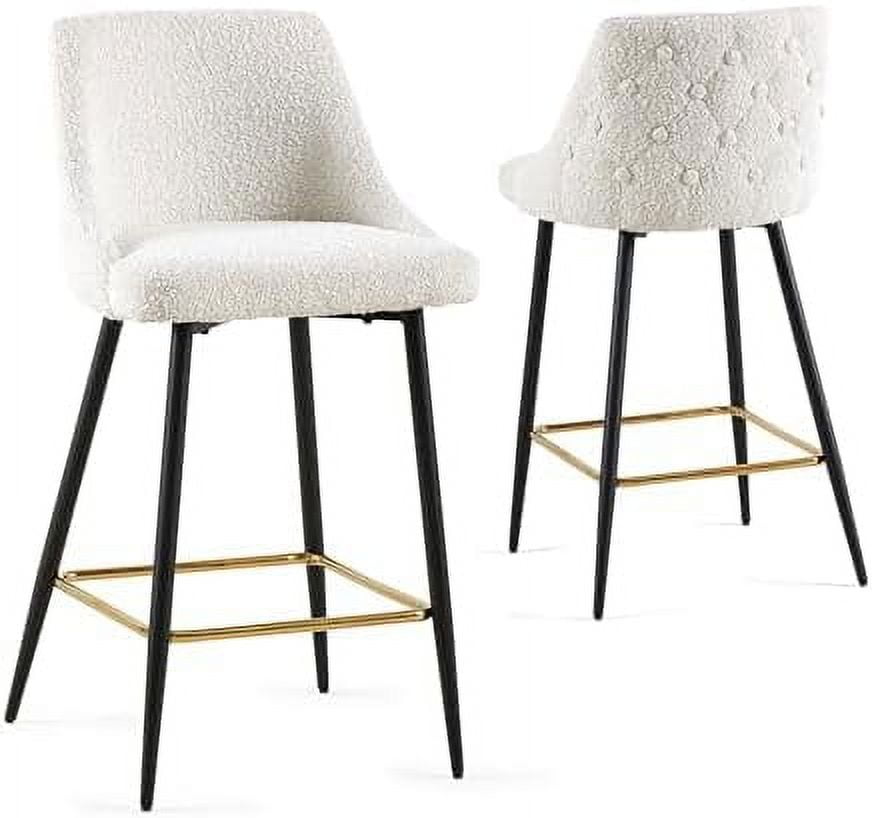 SPBOOMlife Kitchen High Chair Velvet Barstool Set of 2 Upholstered ...